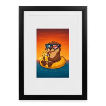 Monterey Bay aquarium loutre chemise loutre chemise loutre mer - Affiche encadrée (27 × 37 cm) - noir - Devant