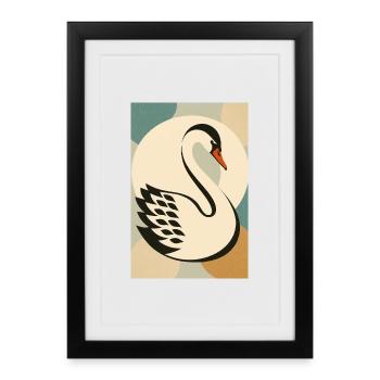 cygne - Affiche encadrée (27 × 37 cm) - noir - Devant