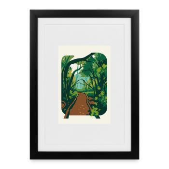 Verwunschener_Waldweg_im_Nebel - Affiche encadrée (27 × 37 cm) - noir - Devant