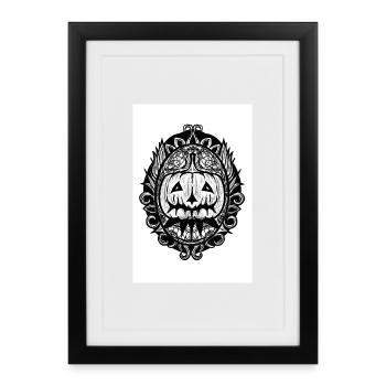 Ornement de citrouille Mandala - Affiche encadrée (27 × 37 cm) - noir - Devant