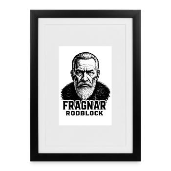 Fragnar Rodblock Viking Portrait - Affiche encadrée (27 × 37 cm) - noir - Devant