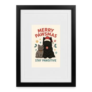 Le chien et le chat Joy de Pawsma - Affiche encadrée (27 × 37 cm) - noir - Devant