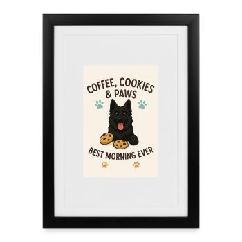 Coffee, Cookies and Paws - Framed poster (27 × 37 cm) - black - Front