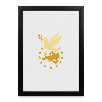 « L’Europe et la colombe de la paix » – L’unité dans la diversité - Affiche encadrée (27 × 37 cm) - noir - Devant