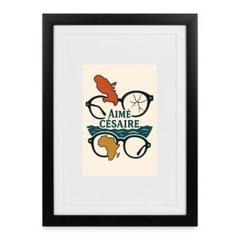 Monde Aimé Césaire glasses - Framed poster (27 × 37 cm) - black - Front