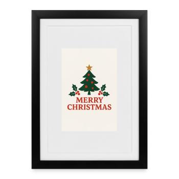 Merry Christmas Tree Retro Red and Green - Framed poster (27 × 37 cm) - black - Front