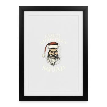 Escouade de Noël familiale Père Noël - Affiche encadrée (27 × 37 cm) - noir - Devant