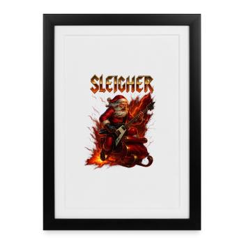 Heavy Metal Santa Sleigher - Affiche encadrée (27 × 37 cm) - noir - Devant