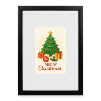 Christmas tree with gifts - Framed poster (27 × 37 cm) - black - Front