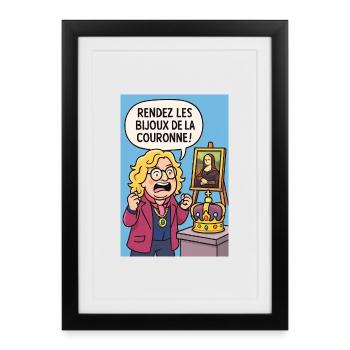 Caricature Theft of the Louvre Pierre Jean. - Framed poster (27 × 37 cm) - black - Front
