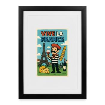 Long Live France Retro Gourmet - Framed poster (27 × 37 cm) - black - Front