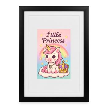 Petite Licorne Princesse - Affiche encadrée (27 × 37 cm) - noir - Devant