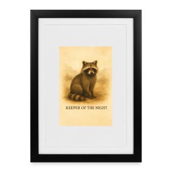 Keeper of the Night Raccoon - Framed poster (27 × 37 cm) - black - Front
