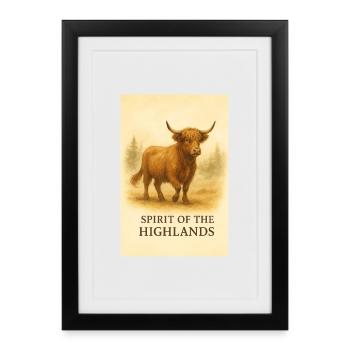 Spirit of the Highlands Cow - Framed poster (27 × 37 cm) - black - Front