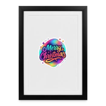Joyeux Noël – Magie des couleurs holographiques - Affiche encadrée (27 × 37 cm) - noir - Devant