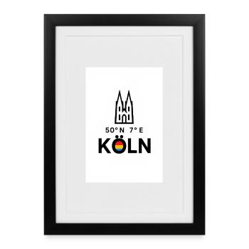 Ligne d’horizon de la Boussole de Cologne 50°N 7°E - Affiche encadrée (27 × 37 cm) - noir - Devant