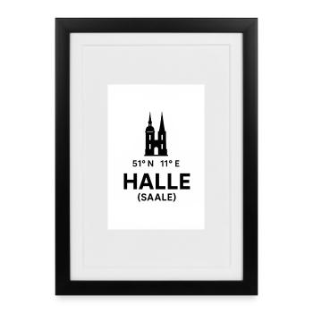 Monument de la silhouette de Halle Saale - Affiche encadrée (27 × 37 cm) - noir - Devant