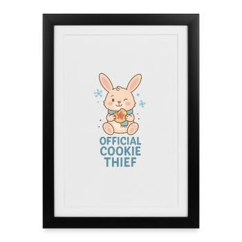 Voleur de biscuits officiel - Lapin de Noël - Affiche encadrée (27 × 37 cm) - noir - Devant