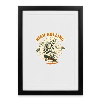 Skateboard squelette à roulements élevés - Affiche encadrée (27 × 37 cm) - noir - Devant