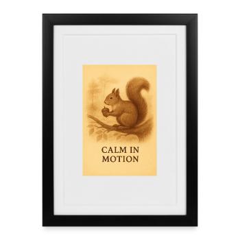 Calm in motion squirrel sepia - Framed poster (27 × 37 cm) - black - Front