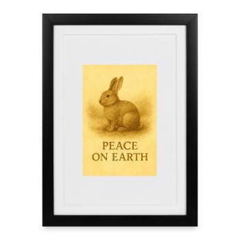 Peace on Earth Rabbit Print - Framed poster (27 × 37 cm) - black - Front