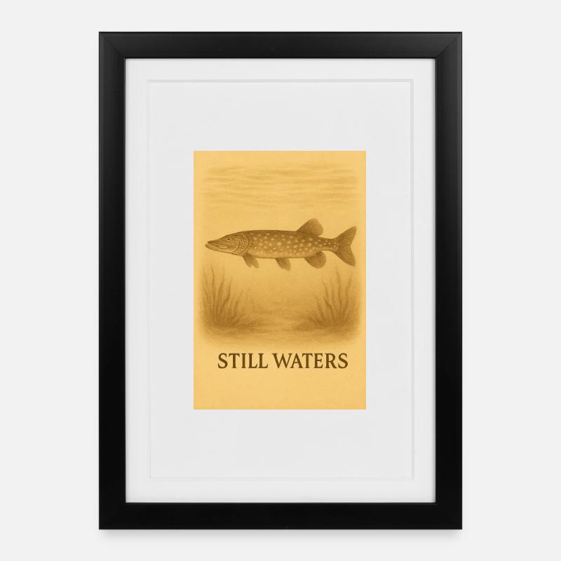 Illustration des poissons des eaux calmes - Affiche encadrée (27 × 37 cm) - noir
