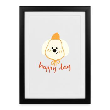 Journée Heureuse, Adorable Chien - Affiche encadrée (27 × 37 cm) - noir - Devant