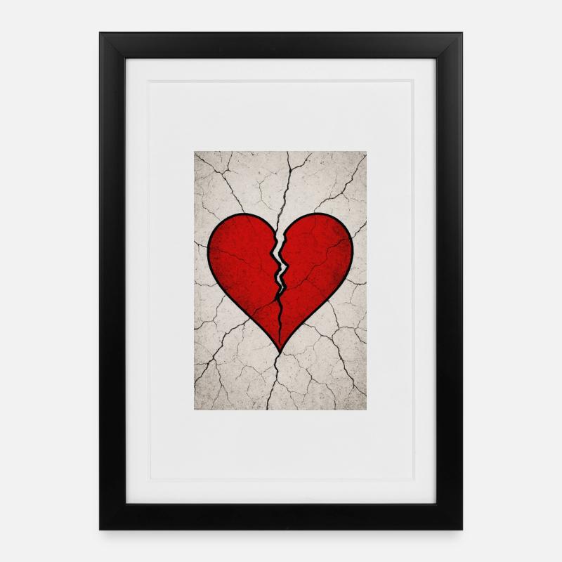 Gebrochenes Herz - Gerahmtes Poster (27 × 37 cm) - Schwarz
