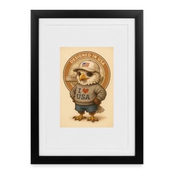 Eagle I Love USA - Affiche encadrée (27 × 37 cm) - noir - Devant