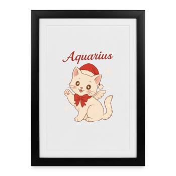 Aquarius Winter Cat - Framed poster (27 × 37 cm) - black - Front