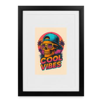 Vibrations tropicales de Crâne Néon - Affiche encadrée (27 × 37 cm) - noir - Devant