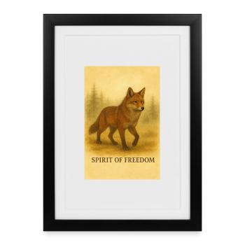 Freedom fox in sepia style - Framed poster (27 × 37 cm) - black - Front