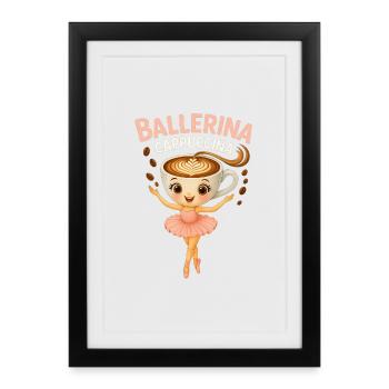 Ballerina Cappuccina Latte brainrot - Framed poster (27 × 37 cm) - black - Front