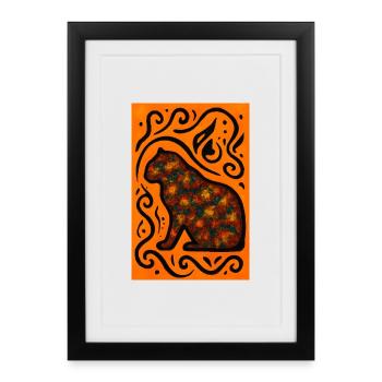 Mystic Cat Mandala Orange - Framed poster (27 × 37 cm) - black - Front