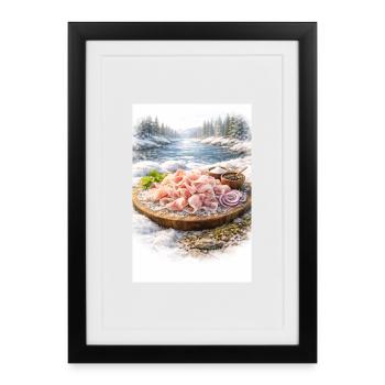 Gifts of the Far North - Stroganina - Framed poster (27 × 37 cm) - black - Front