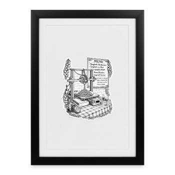 Spaghetti 3D Printer - Framed poster (27 × 37 cm) - black - Front