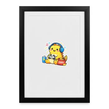 Dino de jeu - Affiche encadrée (27 × 37 cm) - noir - Devant