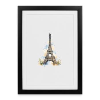 Imitation de la tour Eiffel à l’aquarelle - Affiche encadrée (27 × 37 cm) - noir - Devant