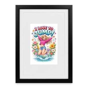 I Love to Jump Floral Joy - Framed poster (27 × 37 cm) - black - Front
