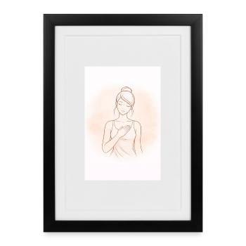 Toucher de cœur dans un croquis délicat - Affiche encadrée (27 × 37 cm) - noir - Devant