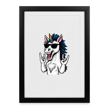 Licorne qui porte des lunettes de soleil LGBT - Affiche encadrée (27 × 37 cm) - noir - Devant
