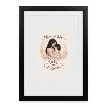 Ewige Liebe Mutter und Kind  - Gerahmtes Poster (27 × 37 cm) - Schwarz - Vorne