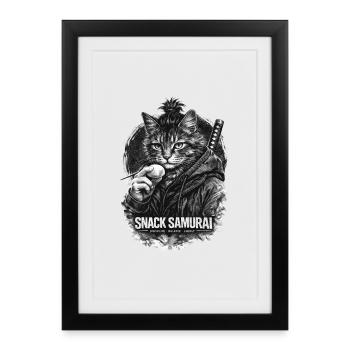 Snack Samurai Cat II - Affiche encadrée (27 × 37 cm) - noir - Devant