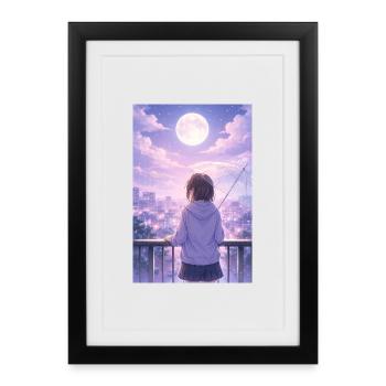 Luna Urbaine Sous la Pluie - Affiche encadrée (27 × 37 cm) - noir - Devant