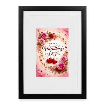 Valentine's Love Roses with Hearts - Framed poster (27 × 37 cm) - black - Front
