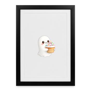 Sweet Ghost Cupcake confetti cake - Framed poster (27 × 37 cm) - black - Front