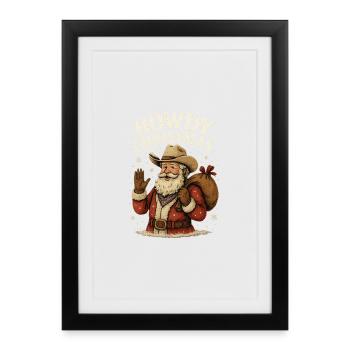 Salut Noël Père Noël de l’Ouest - Affiche encadrée (27 × 37 cm) - noir - Devant