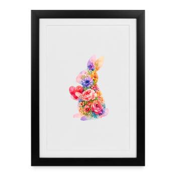 Cœur de lapin mignon - Affiche encadrée (27 × 37 cm) - noir - Devant