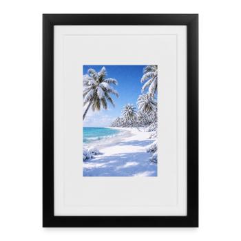 Winter Tropical Beach Landscape - Framed poster (27 × 37 cm) - black - Front
