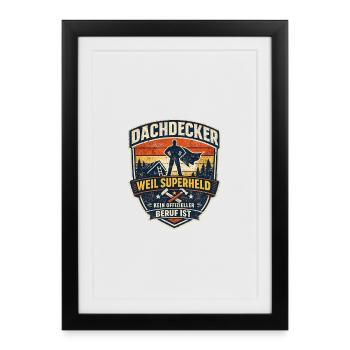 Dachdecker Superheld - Gerahmtes Poster (27 × 37 cm) - Schwarz - Vorne
